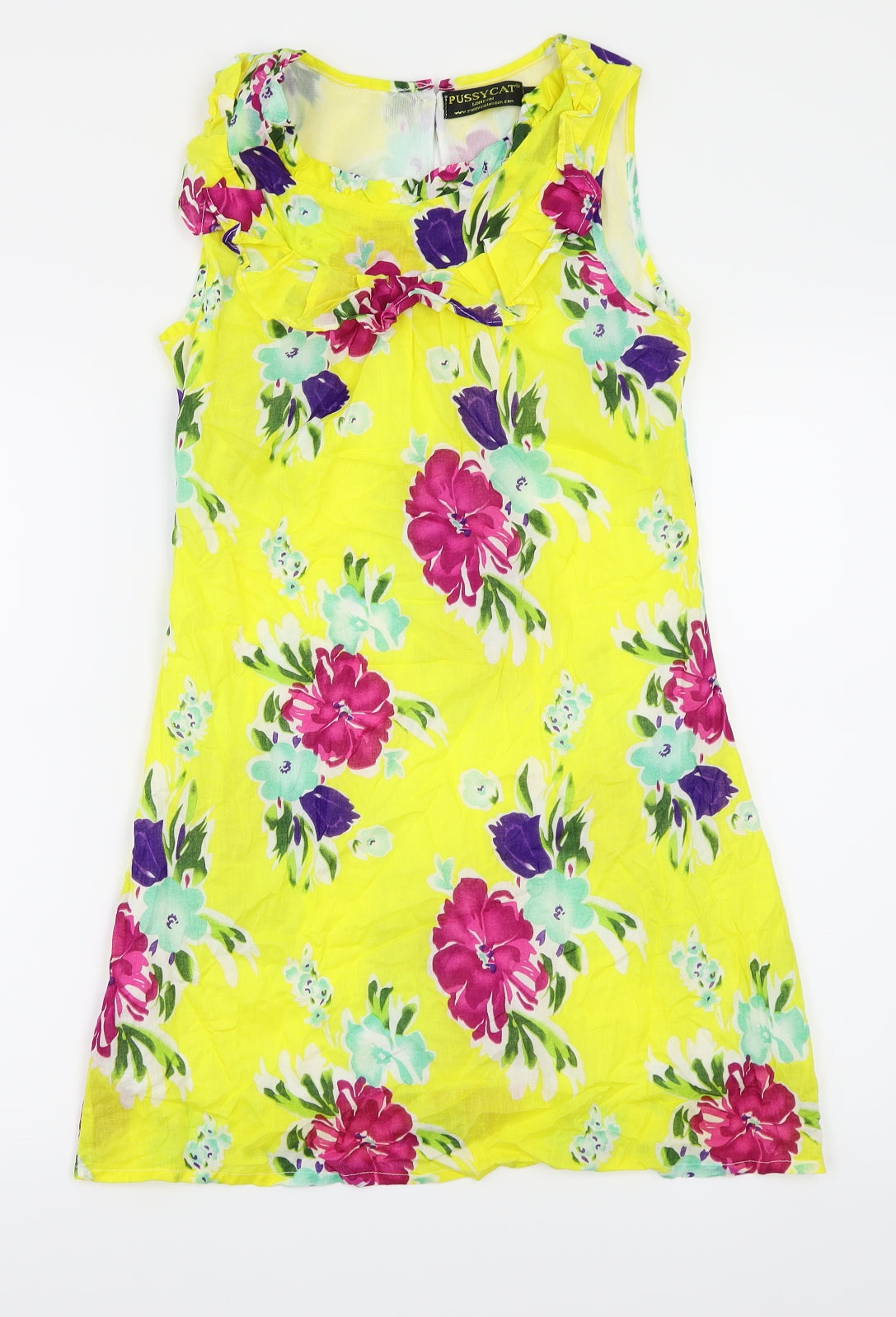 Pussycat London Womens Yellow Floral  Shift  Size S