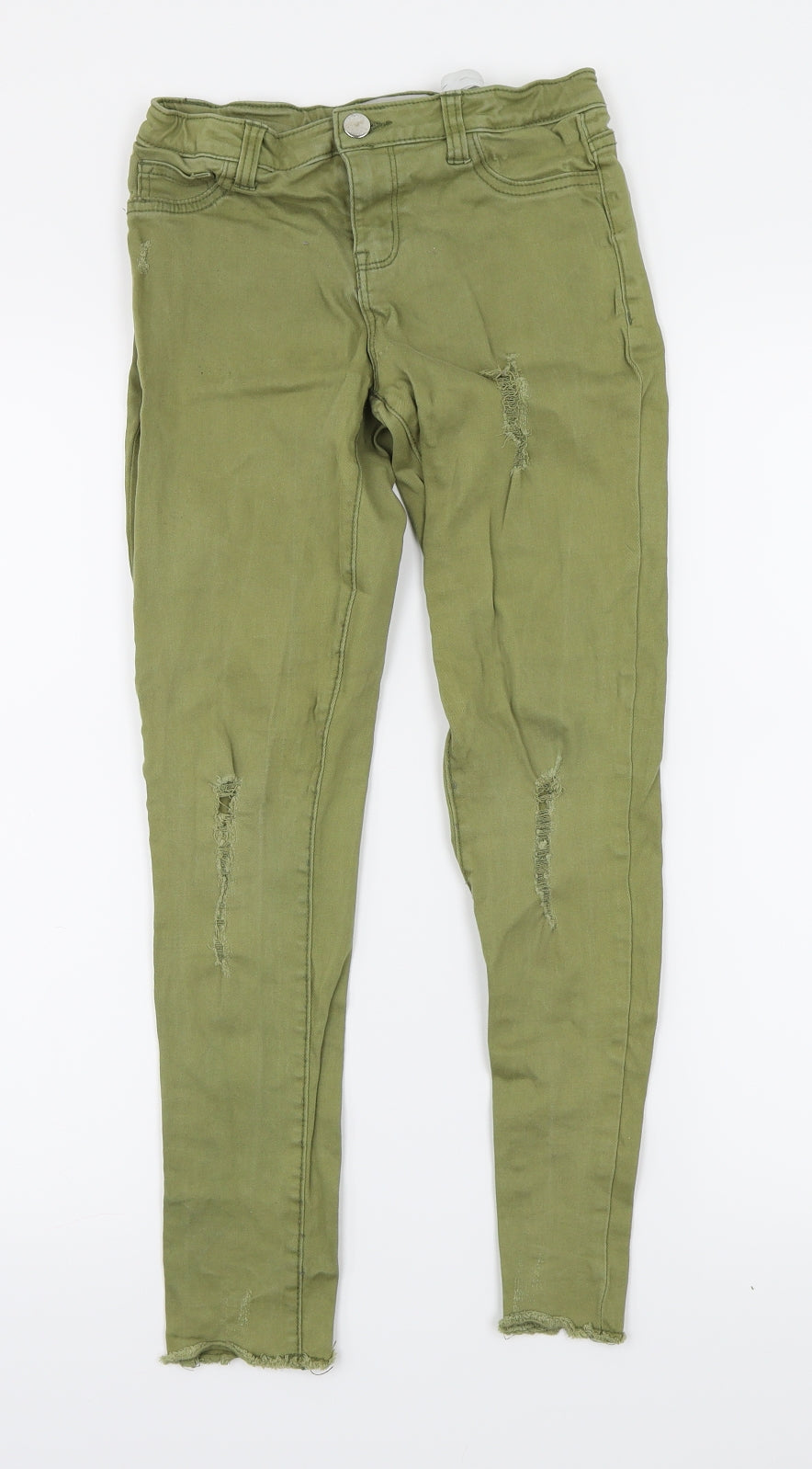 Bullhead Denim Co. Girls Green  Denim Skinny Jeans Size 10-11 Years - Distressed
