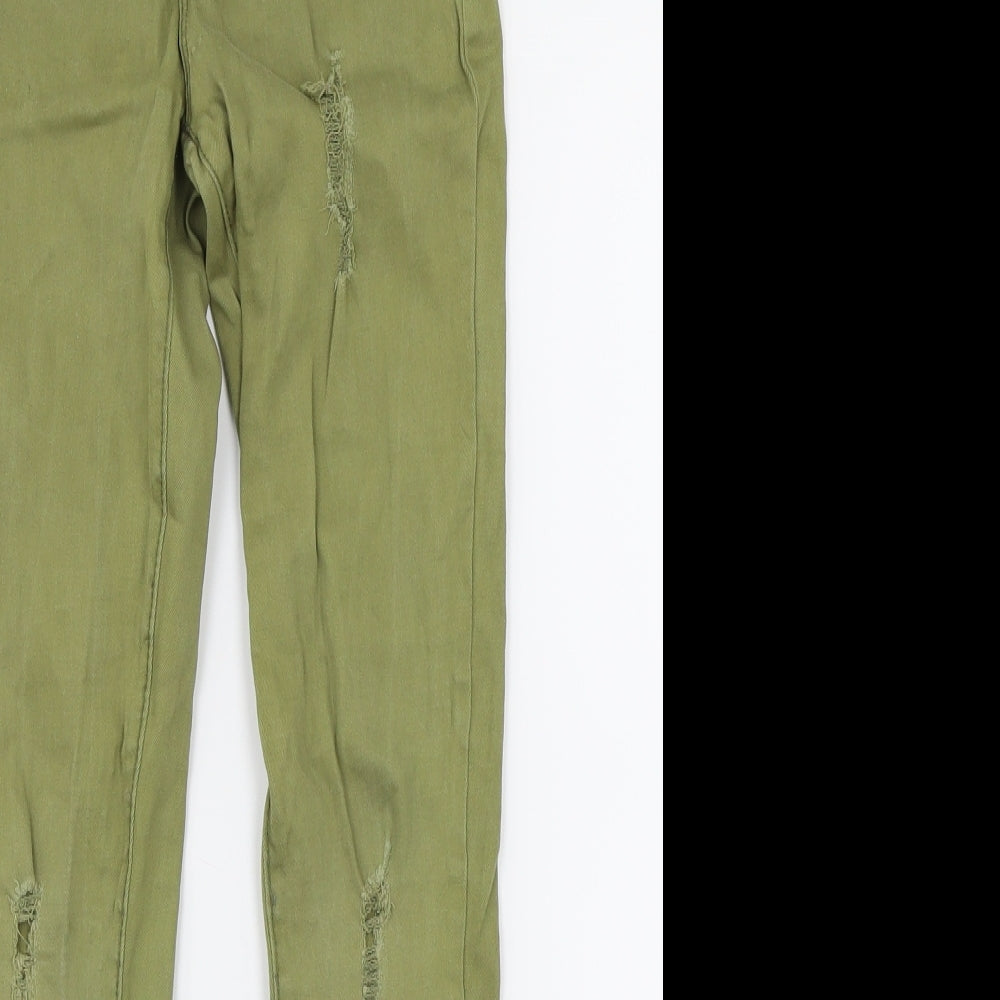 Bullhead Denim Co. Girls Green  Denim Skinny Jeans Size 10-11 Years - Distressed