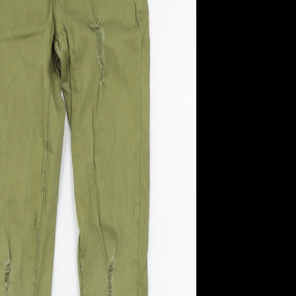 Bullhead Denim Co. Girls Green  Denim Skinny Jeans Size 10-11 Years - Distressed