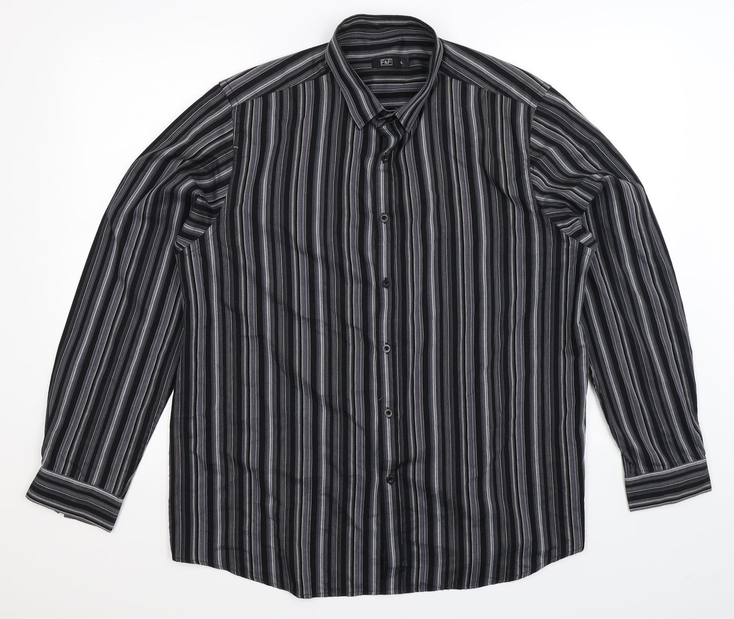 F&F Mens Multicoloured Striped   Button-Up Size L