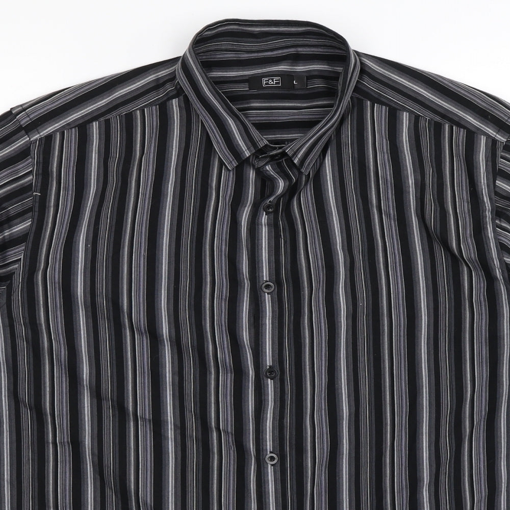 F&F Mens Multicoloured Striped   Button-Up Size L