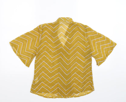 Womens UK Size 8 Boohoo Yellow Basic Button-Up