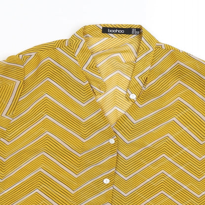 Womens UK Size 8 Boohoo Yellow Basic Button-Up