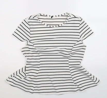 Womens UK Size 10 Preworn White Basic T-Shirt