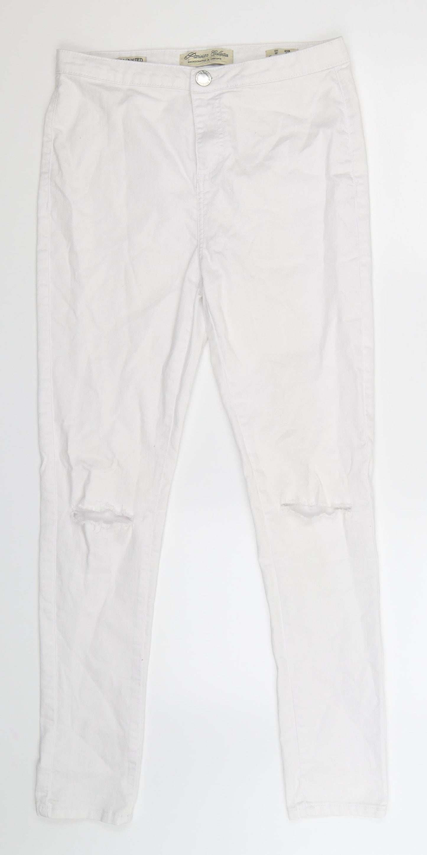 PARISIAN SIGNATURE Womens White  Denim Jegging Jeans Size 12 L28 in