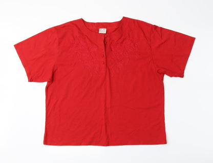 Berlin Womens Red   Basic Button-Up Size M