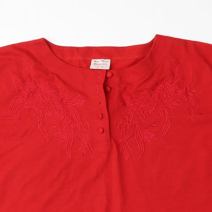 Berlin Womens Red   Basic Button-Up Size M