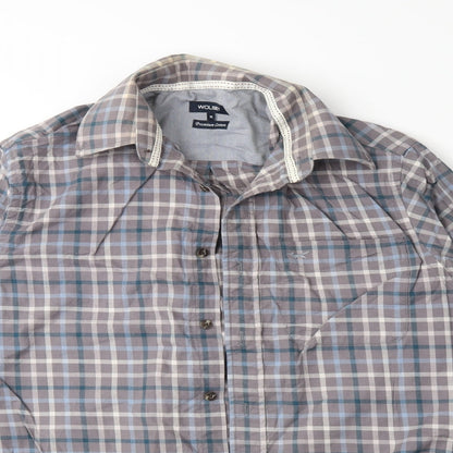Wolsey Mens Grey Plaid   Button-Up Size M