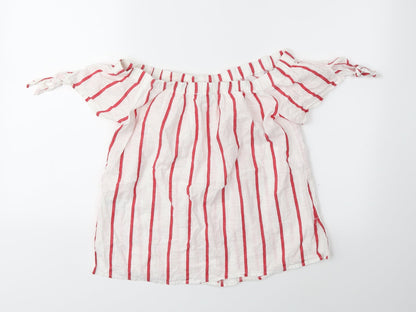 Womens UK Size 10 Papaya White Basic Blouse