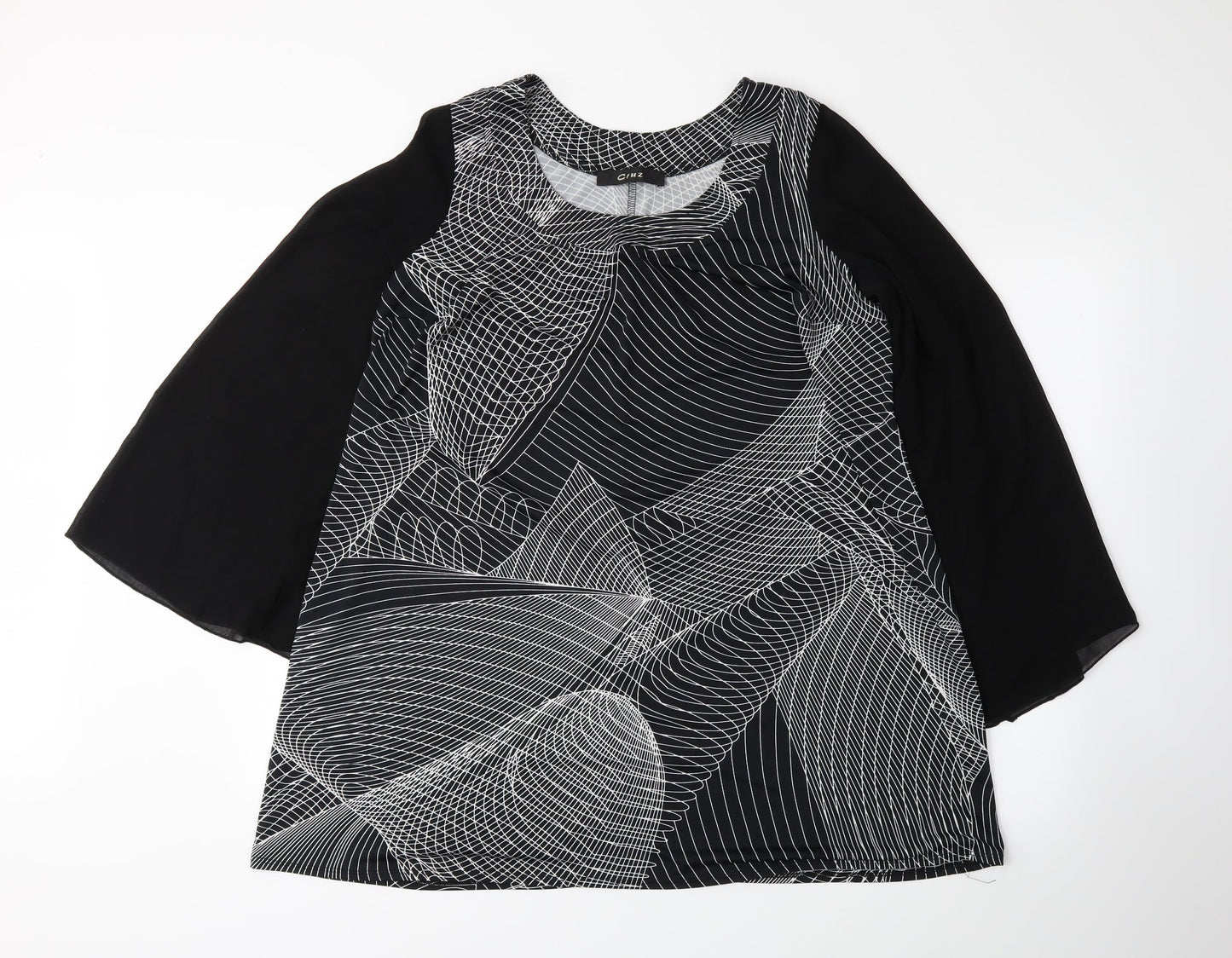 Cruz Womens Black Geometric  Basic Blouse Size 18