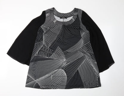 Cruz Womens Black Geometric  Basic Blouse Size 18