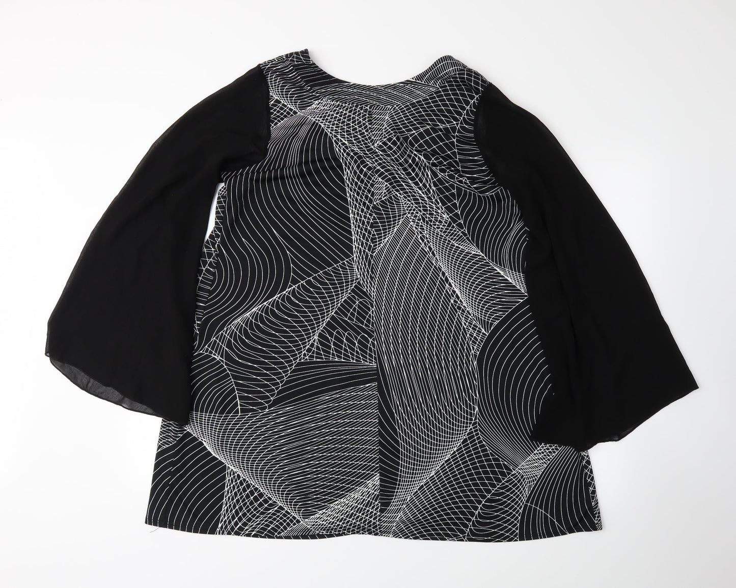 Cruz Womens Black Geometric  Basic Blouse Size 18
