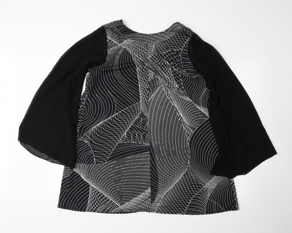 Cruz Womens Black Geometric  Basic Blouse Size 18