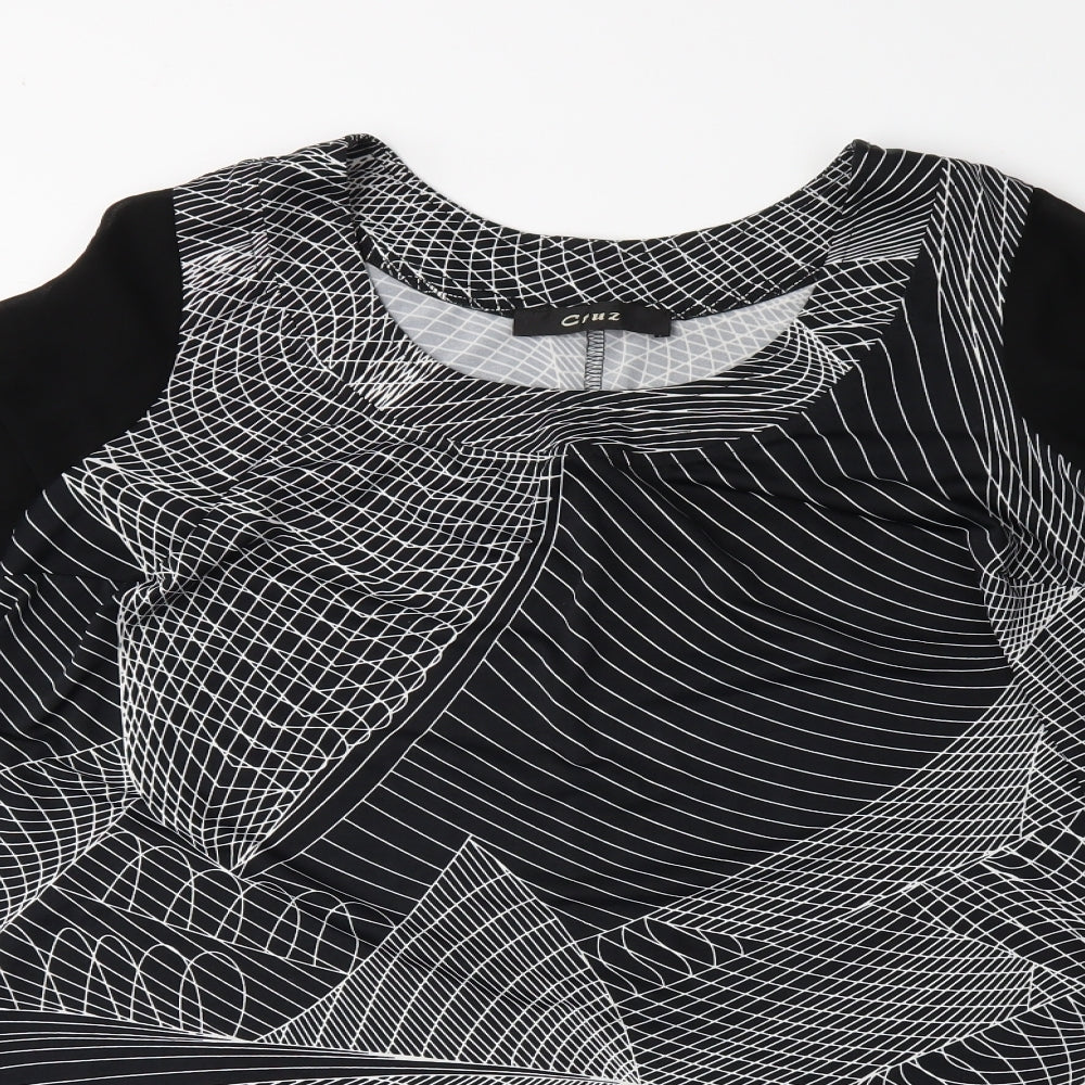 Cruz Womens Black Geometric  Basic Blouse Size 18