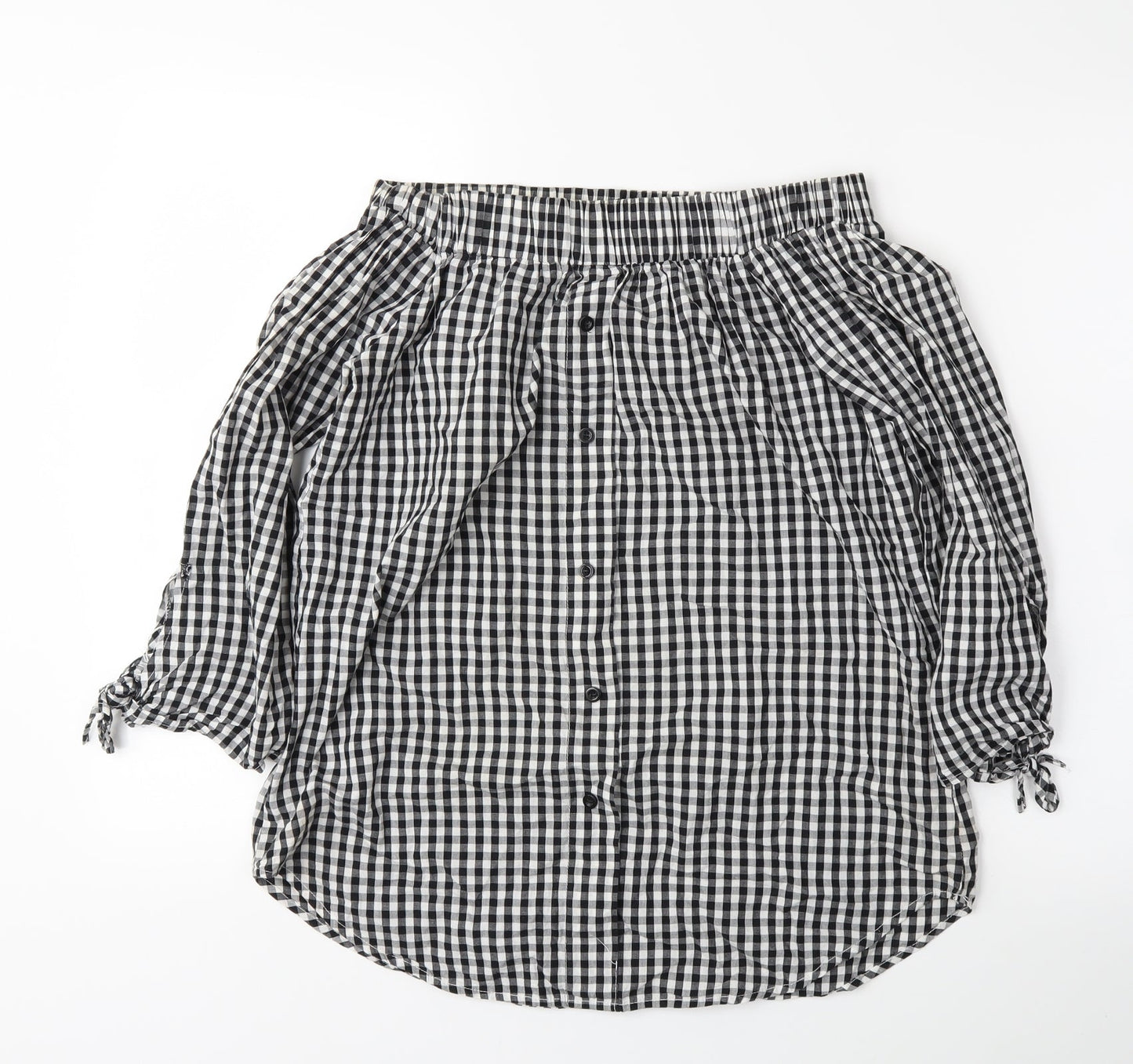 Cameo Womens Black Plaid  Basic Blouse Size 10