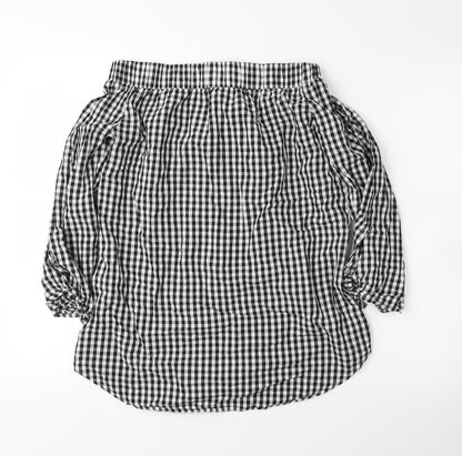 Cameo Womens Black Plaid  Basic Blouse Size 10