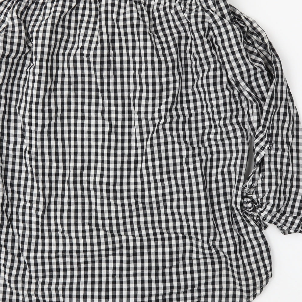 Cameo Womens Black Plaid  Basic Blouse Size 10