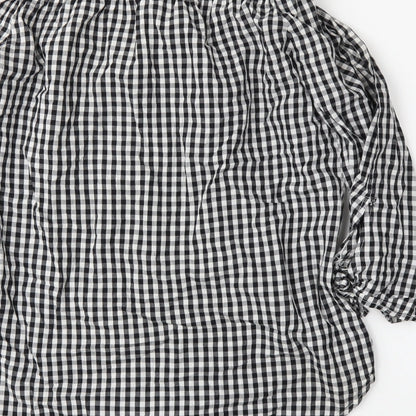 Cameo Womens Black Plaid  Basic Blouse Size 10