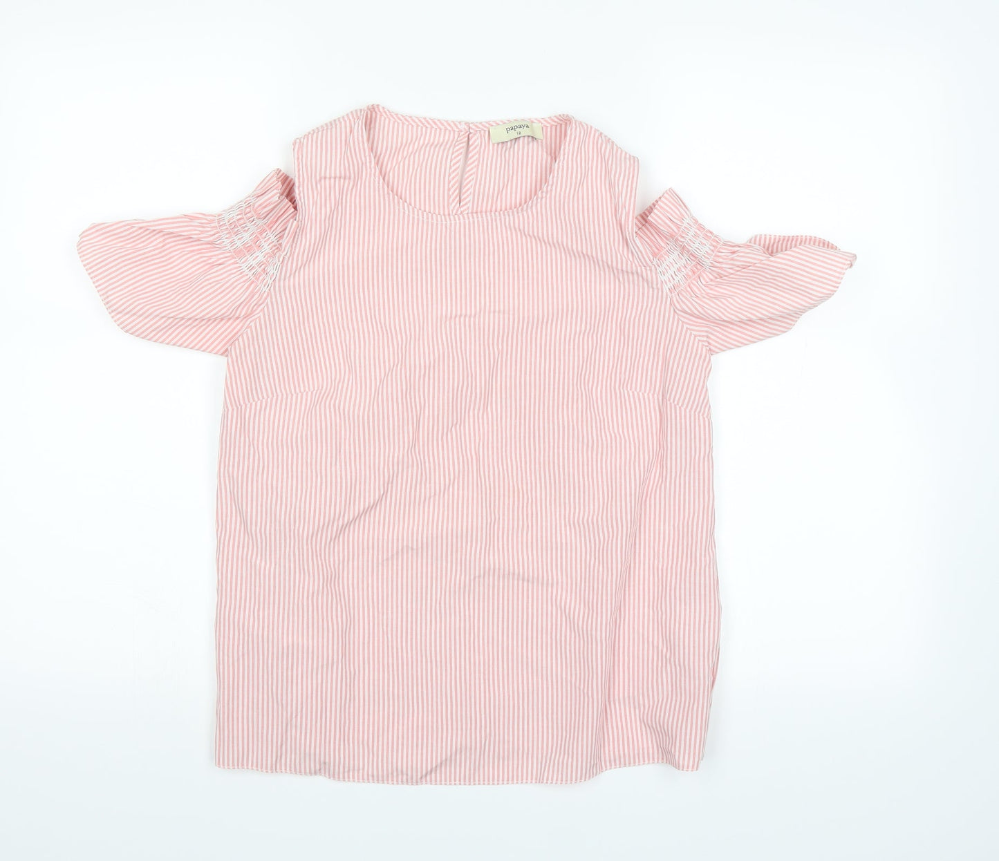 Womens UK Size 12 Papaya Pink Basic T-Shirt