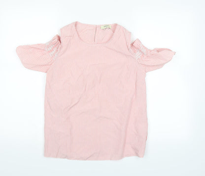 Womens UK Size 12 Papaya Pink Basic T-Shirt