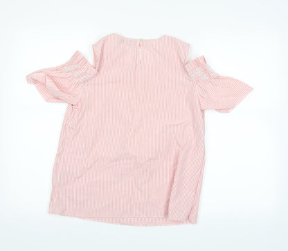 Womens UK Size 12 Papaya Pink Basic T-Shirt