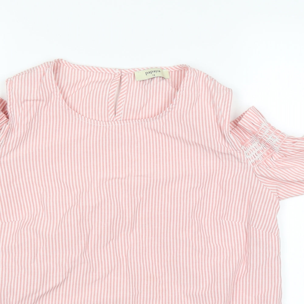 Womens UK Size 12 Papaya Pink Basic T-Shirt
