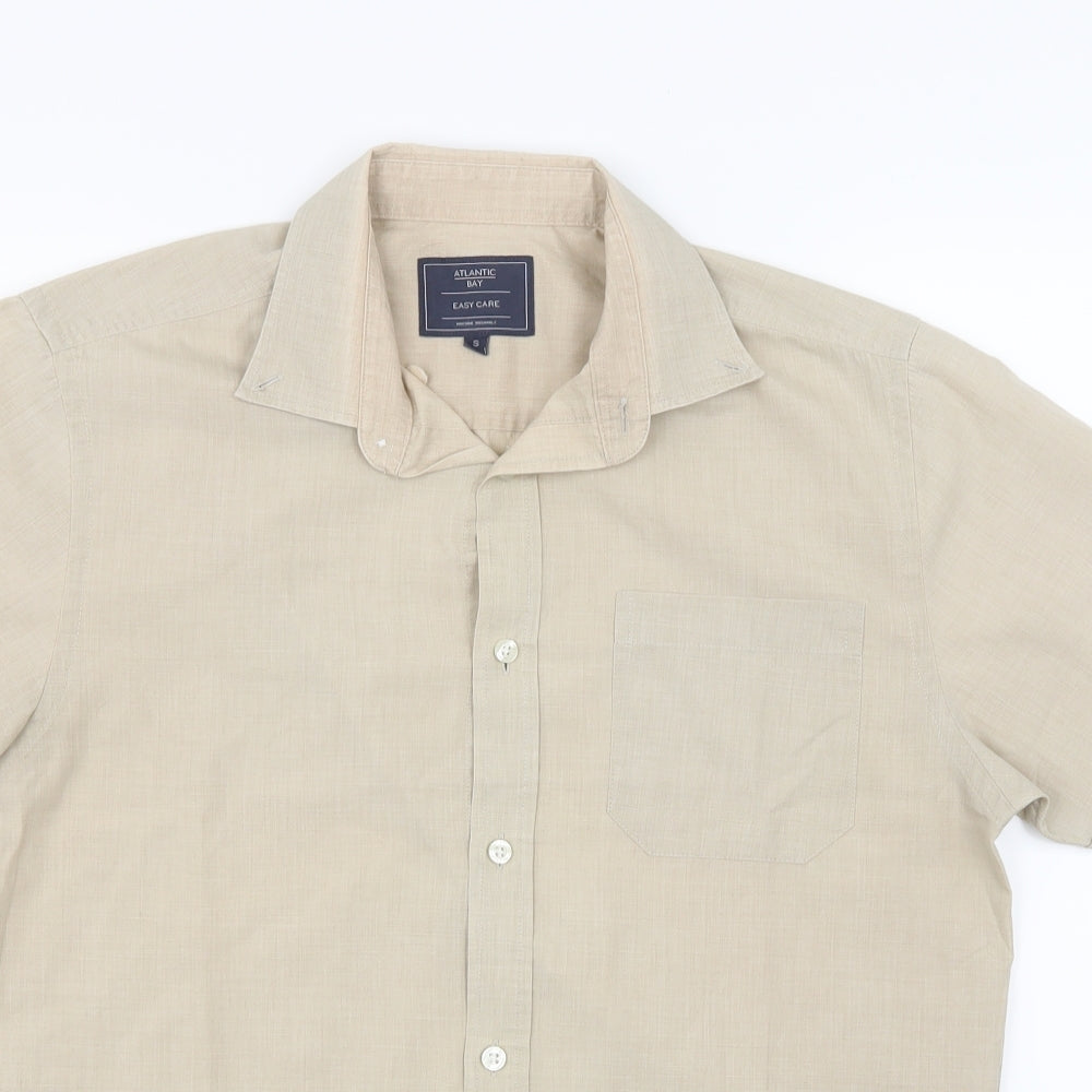 Atlantic Bay Mens Beige    Button-Up Size S