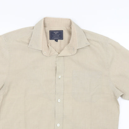 Atlantic Bay Mens Beige    Button-Up Size S
