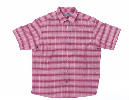 Mens UK Size L M&S Purple  Button-Up Short Sleeve Casual Shirt