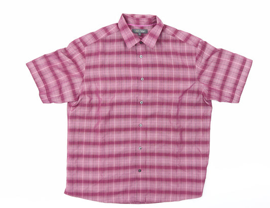 Mens UK Size L M&S Purple  Button-Up Short Sleeve Casual Shirt