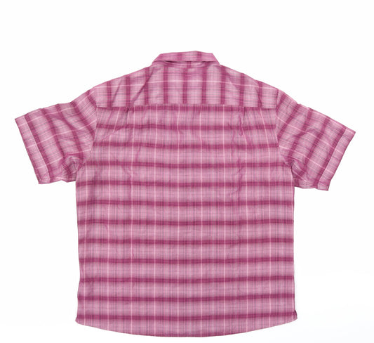 Mens UK Size L M&S Purple  Button-Up Short Sleeve Casual Shirt