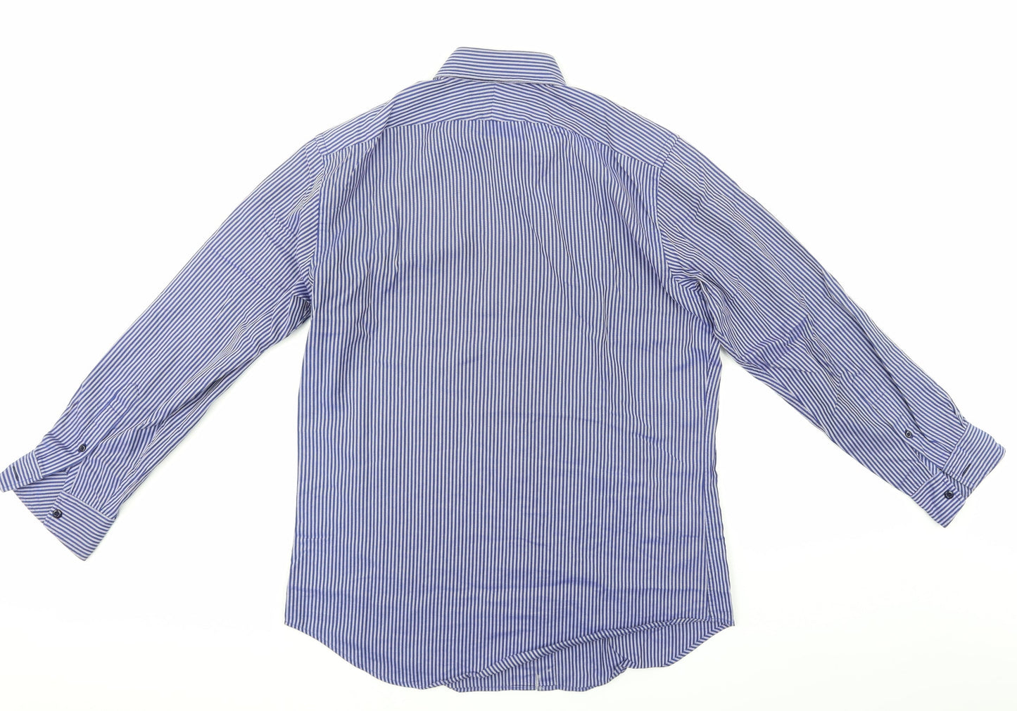 Mens UK Size 16.5 JOHN FRANCOME Blue  Button-Up Long Sleeve Casual Shirt