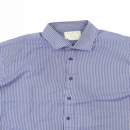 Mens UK Size 16.5 JOHN FRANCOME Blue  Button-Up Long Sleeve Casual Shirt
