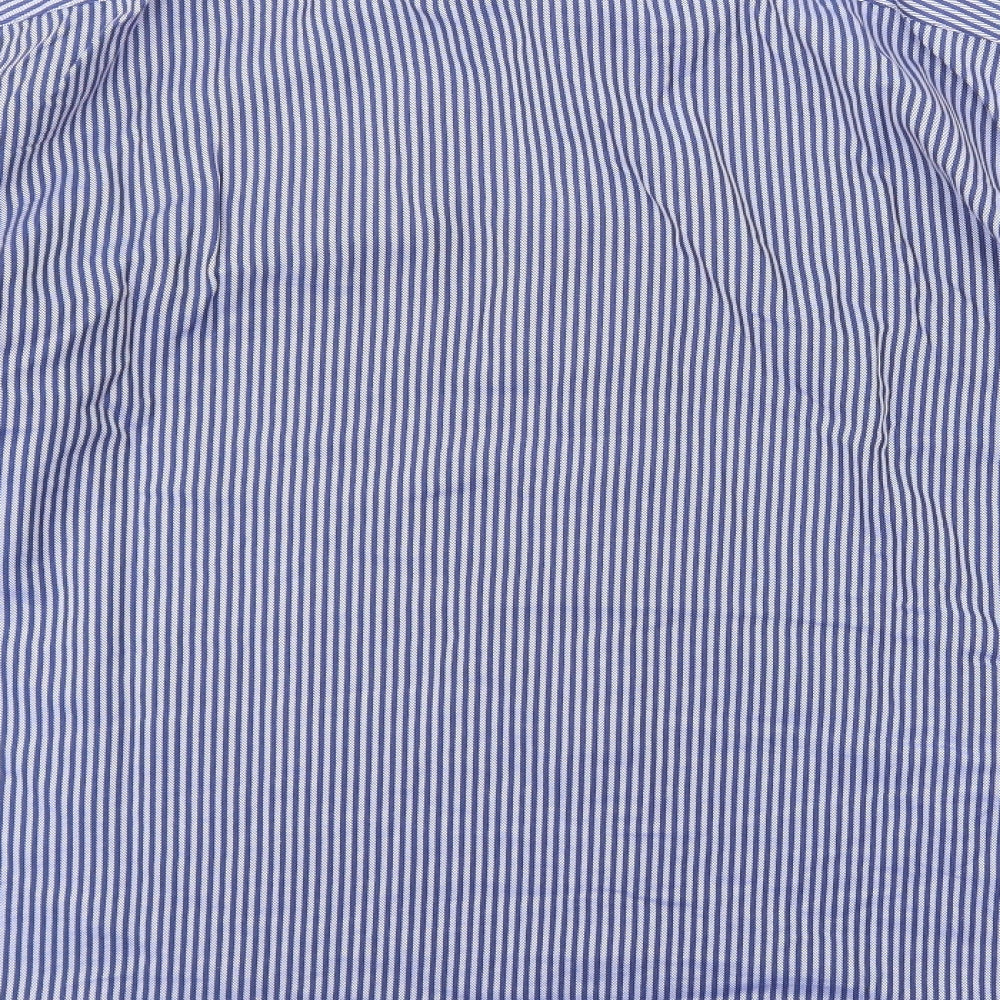 Mens UK Size 16.5 JOHN FRANCOME Blue  Button-Up Long Sleeve Casual Shirt