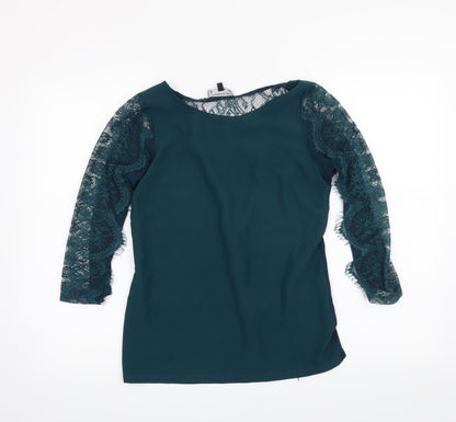 Womens UK Size 8 Warehouse Green Basic Blouse