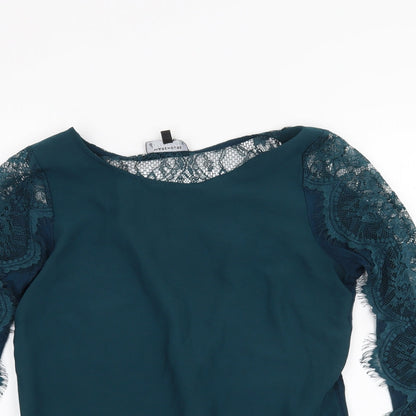 Womens UK Size 8 Warehouse Green Basic Blouse