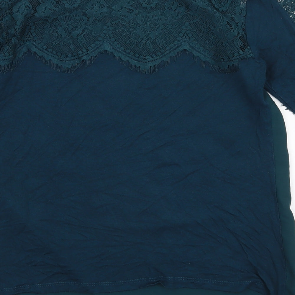 Womens UK Size 8 Warehouse Green Basic Blouse