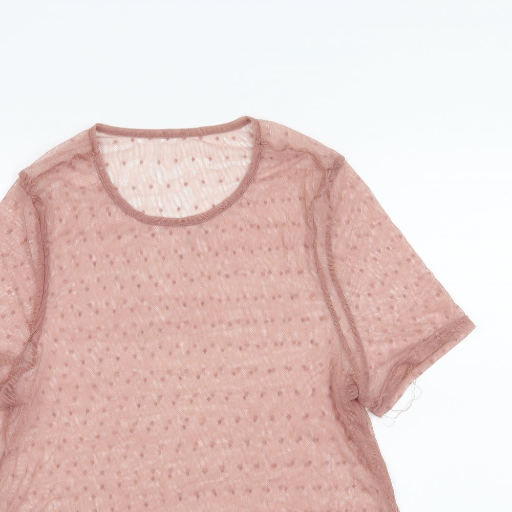 Womens UK Size 12 New Look Pink Basic T-Shirt