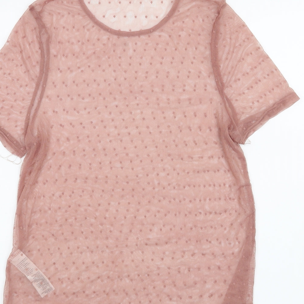 Womens UK Size 12 New Look Pink Basic T-Shirt