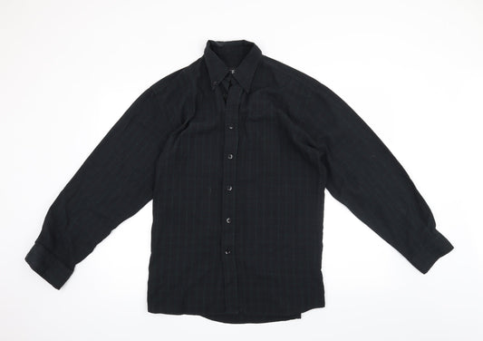 Mens UK Size S Ciro Citterio Black  Button-Up Long Sleeve Casual Shirt