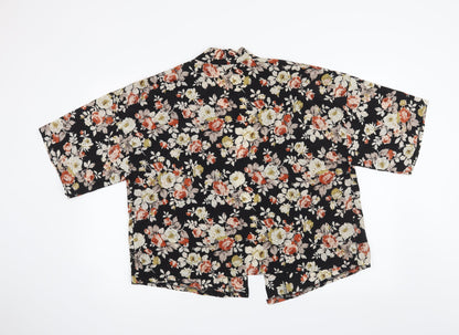 FOREVER 21 Womens Black Floral  Cardigan Jumper Size M