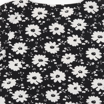 Parisian Collection Womens Black Floral  Basic Blouse Size 8