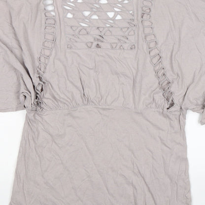 Womens UK Size 10 Topshop Grey Tunic T-Shirt