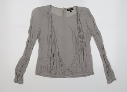 Womens UK Size 8 Topshop Grey Wrap Blouse