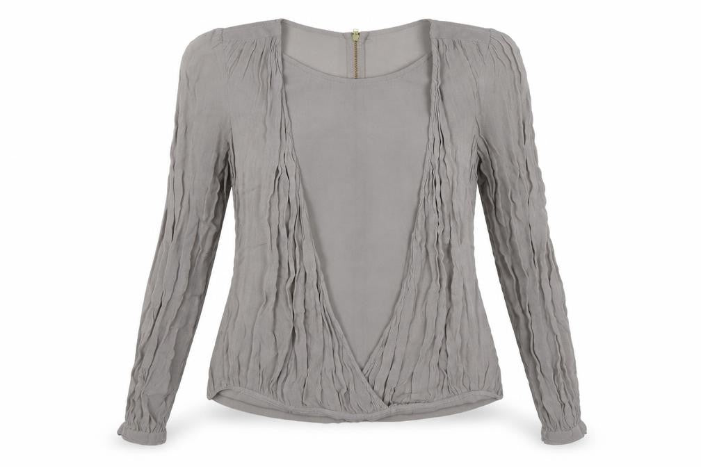 Womens UK Size 8 Topshop Grey Wrap Blouse