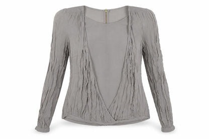 Womens UK Size 8 Topshop Grey Wrap Blouse