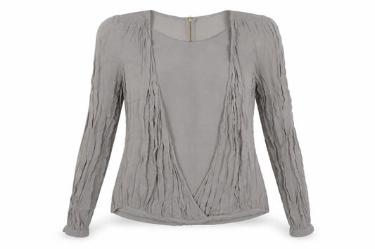 Womens UK Size 8 Topshop Grey Wrap Blouse