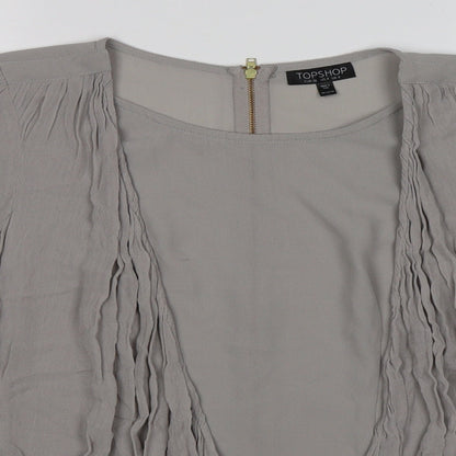Womens UK Size 8 Topshop Grey Wrap Blouse