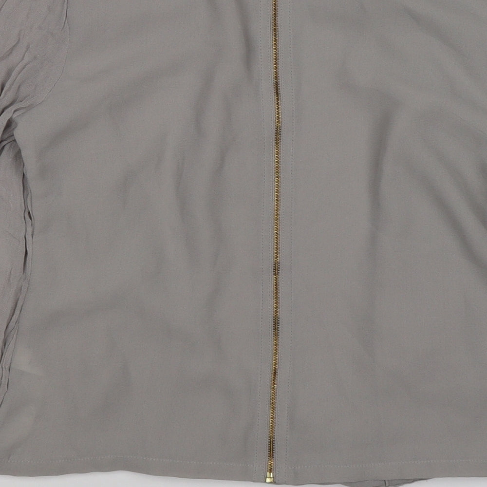 Womens UK Size 8 Topshop Grey Wrap Blouse